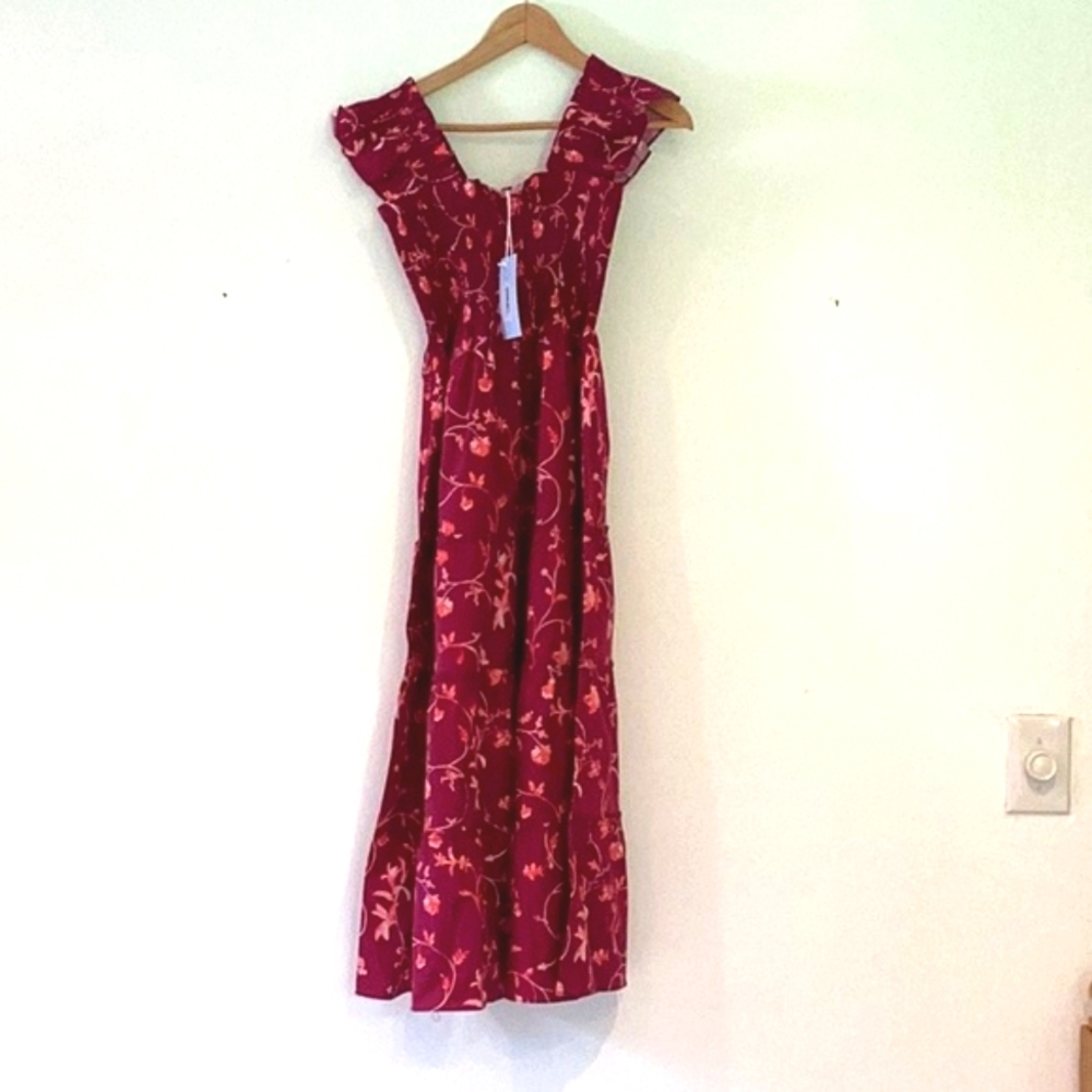 NEW Hill House The Ellie Nap Dress in Burgundy Botanical XS - Picture 13 of 16